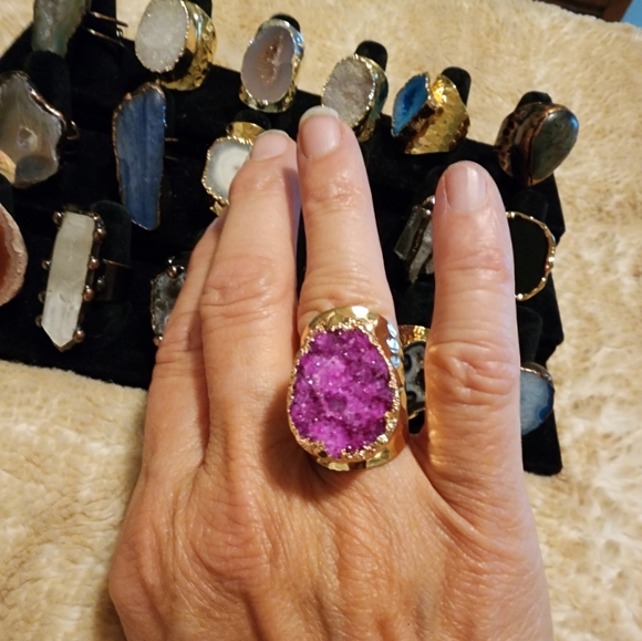 Adjustable Stone Slice Ring NWOT - Picture 3 of 3